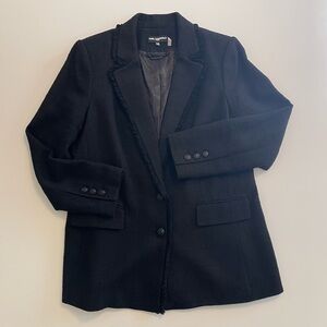 Karl Lagerfeld Black Tweed Fringe Blazer 10